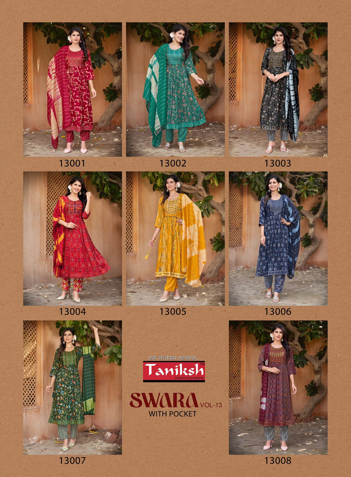 Swara Vol 13 By Taniksh Rayon Printed Embroidery Kurti With Bottom Dupatta Wholesale Online
